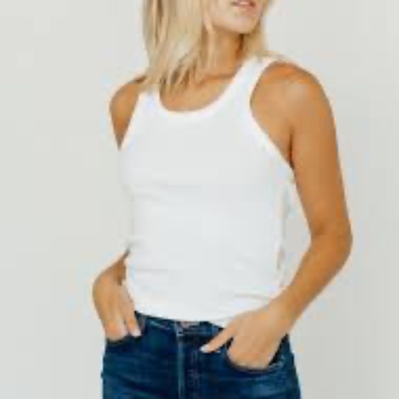 NWT Agolde Women's Poppy Ribbed Tank Top - White - size M - Picture 1 of 6